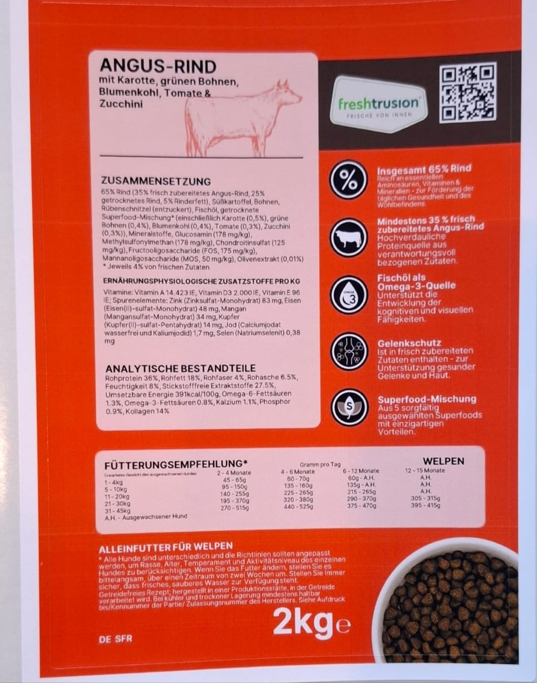 Angus-Rind mit Karotte, grünen Bohnen, Blumenkohl, Tomate & Zucchini