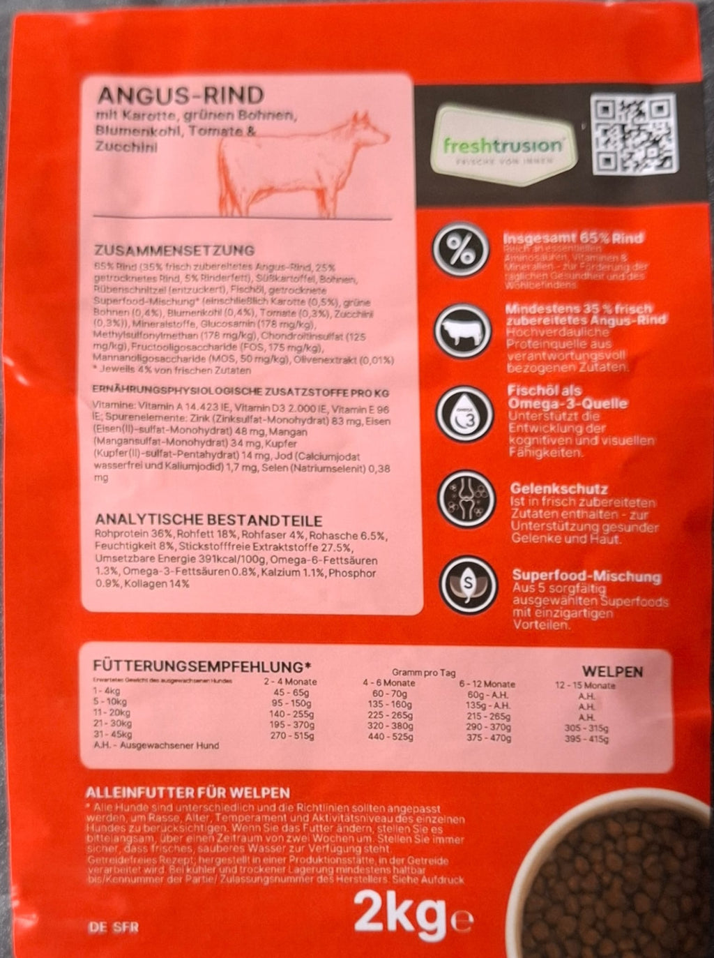 Angus-Rind mit Karotte, grünen Bohnen, Blumenkohl, Tomate & Zucchini